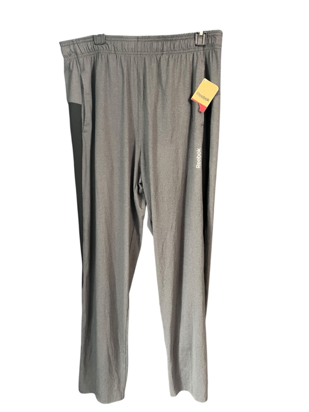 Reebok Mens L Charcoal Heather Slim Track Pants Joggers NWT 35 Inseam